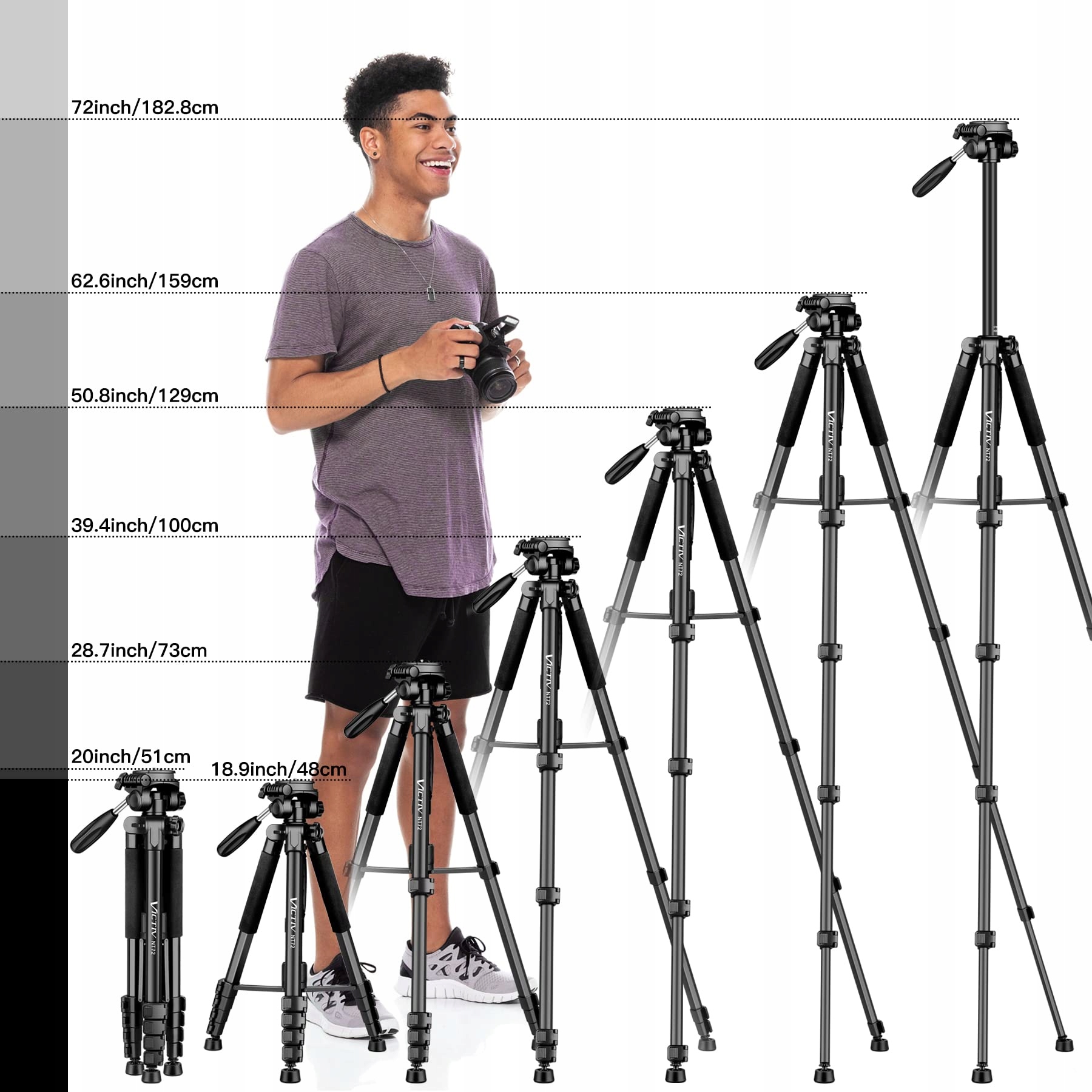 VICTIV Statyw Kamera 182 cm Aluminiowy Monopod Tripod z Głowicą Kulową — miniatura 6