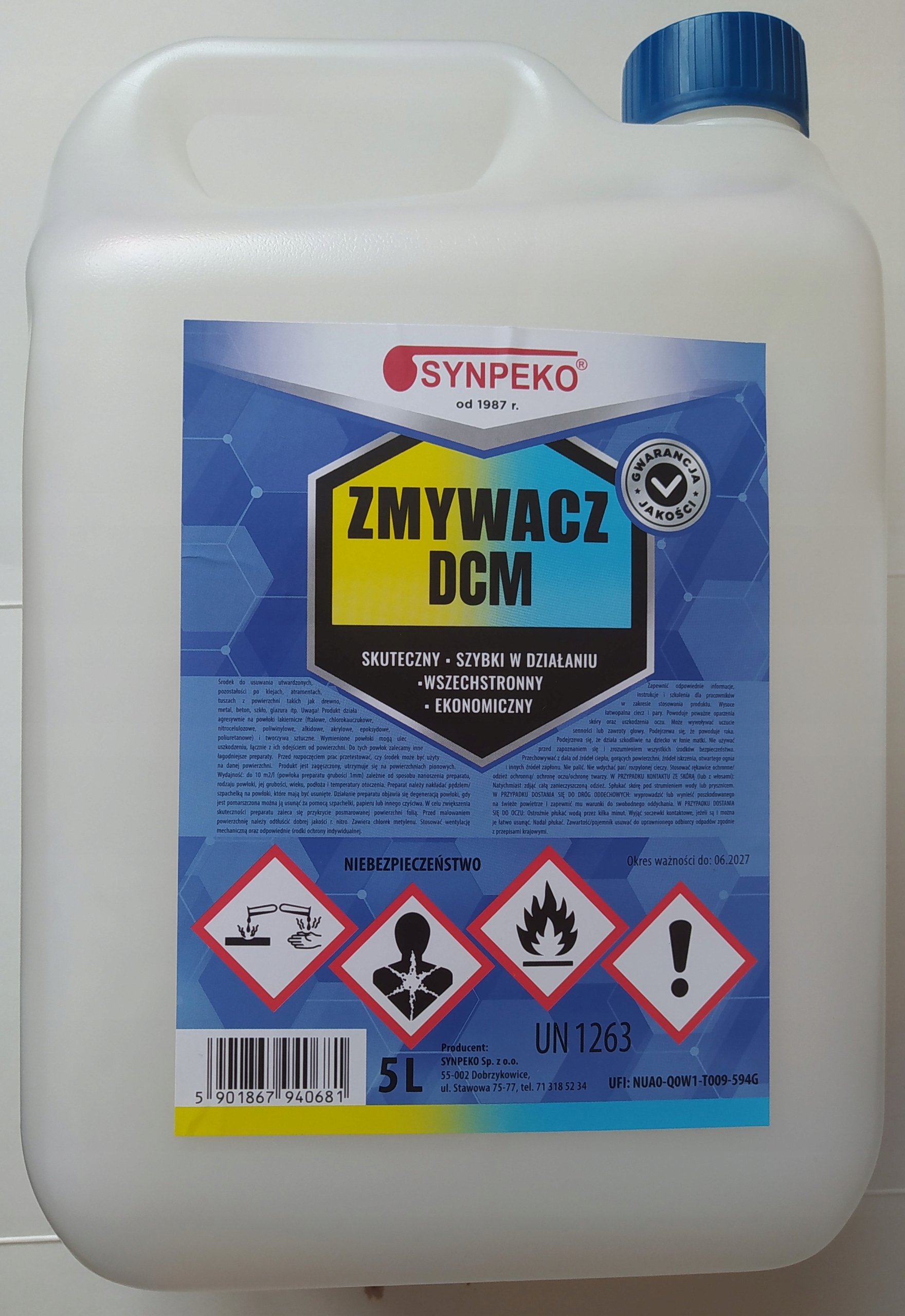 Synpeko5L Zmywacz DCM usuwania starych powłok kleju tuszu atramentu remover