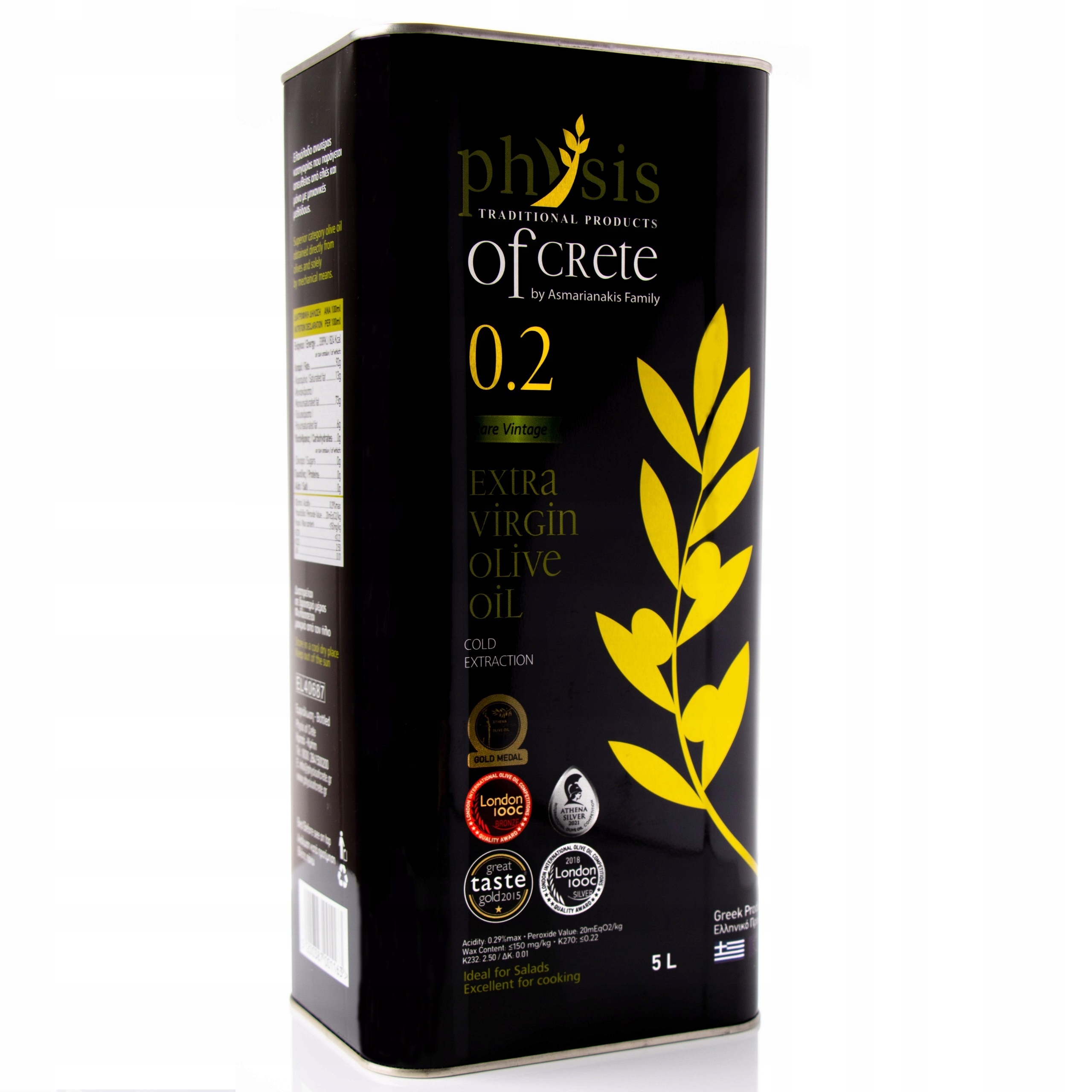 Levně Extra panenský olivový olej 5L Řecká Physis of Crete Datum expirace 01/2028