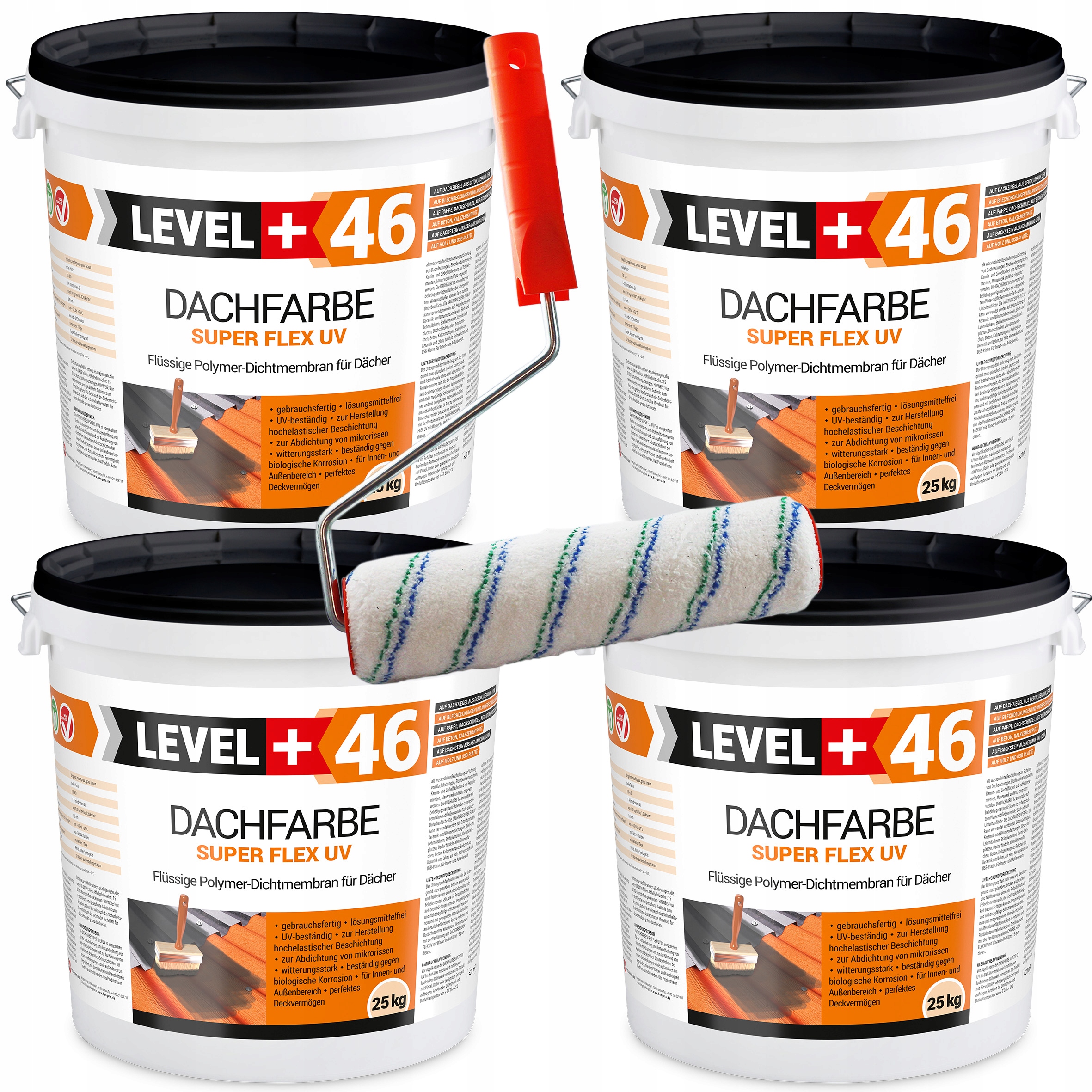 Zestaw Folia Dachowa Szara 100kg Dachfarbe L+46 Wałek Malarski 25cm