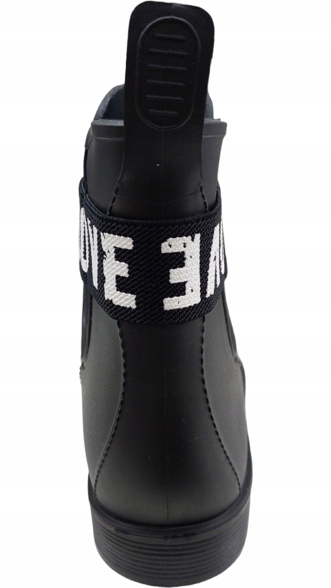 KALOSZE DAMSKIE BOTKI SZTYBLETY NAPIS CZARNE r 36 Rozmiar 36