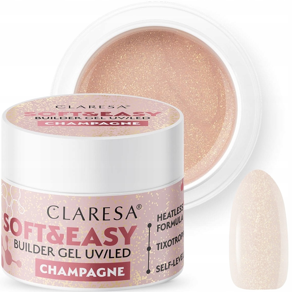 Claresa Soft Easy Builder Gel Stavební Gel Champagne Nude s drobinkou 90 g