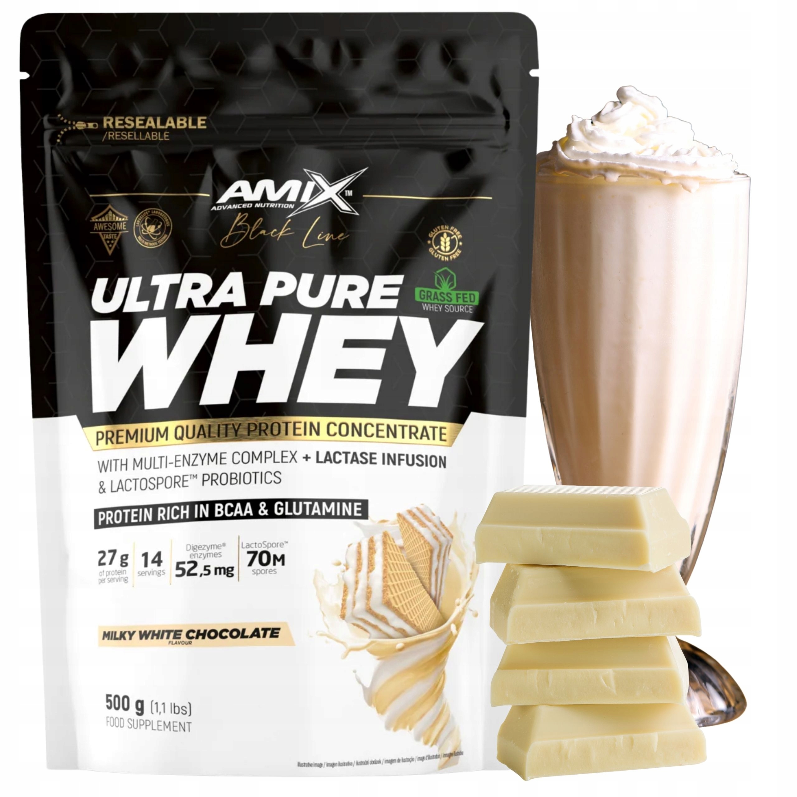 Syrovátkový Koncentrát syrovátkového Wpc Pure Whey Digezyme 500 g Bílá Čokoláda
