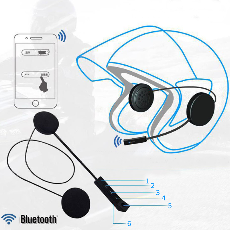 SŁUCHAWKI BLUETOOTH KASK MOTOCYKL DO KASKU MUZYKA ZESTAW SŁUCHAWKOWY BT8 Limit sparowania do 1 interkomu