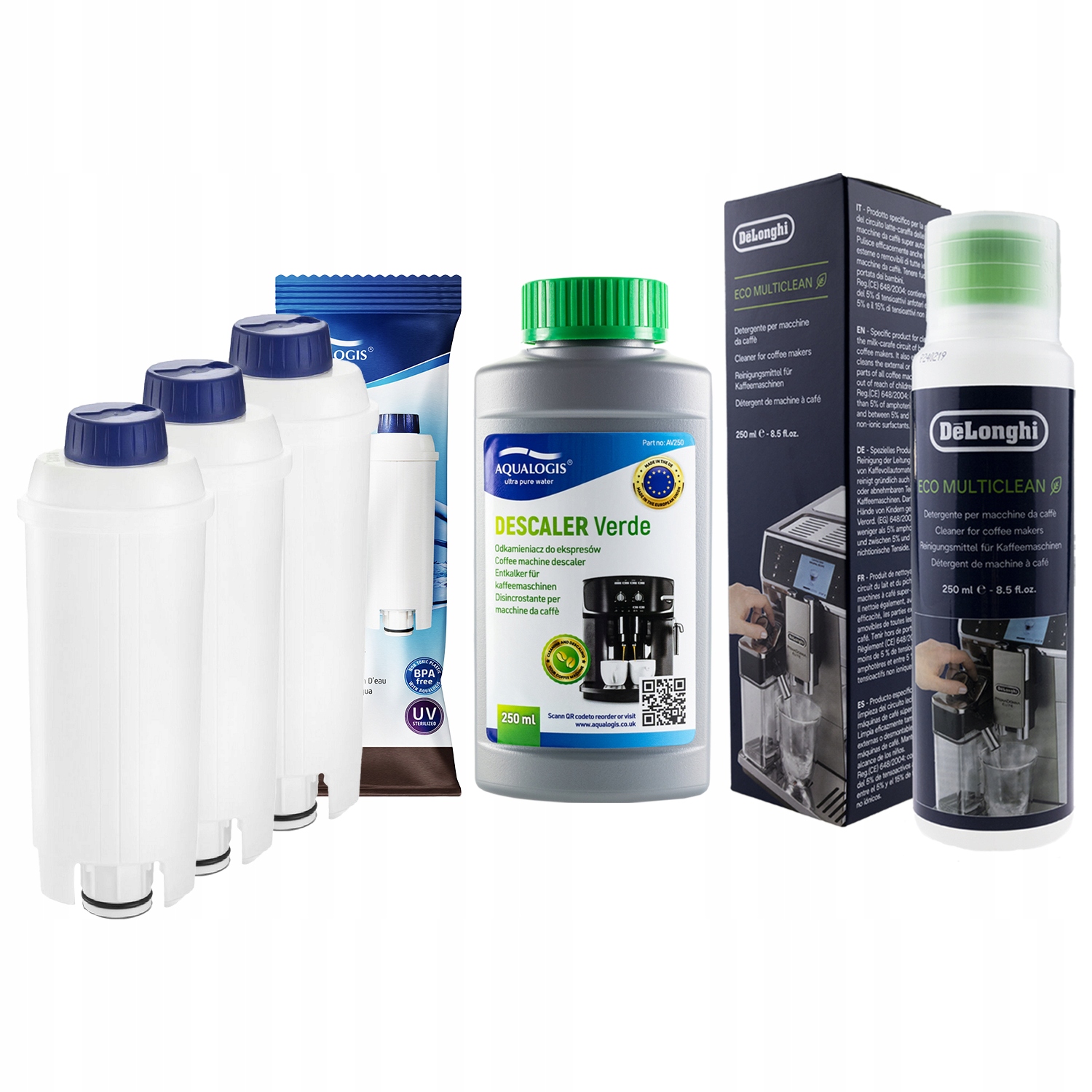 3x Filtr do kávovaru Delonghi AL-S002 3013 250 ml Odvápňovač 250 ml
