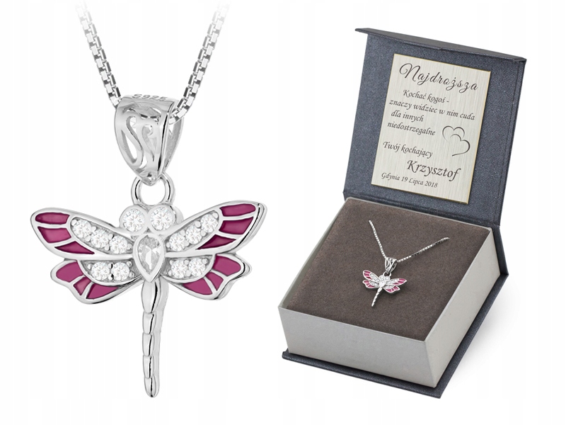 Stříbrná Sada ryzost 925 Řetízek 50cm a Přívěsek Smalt Gravírování