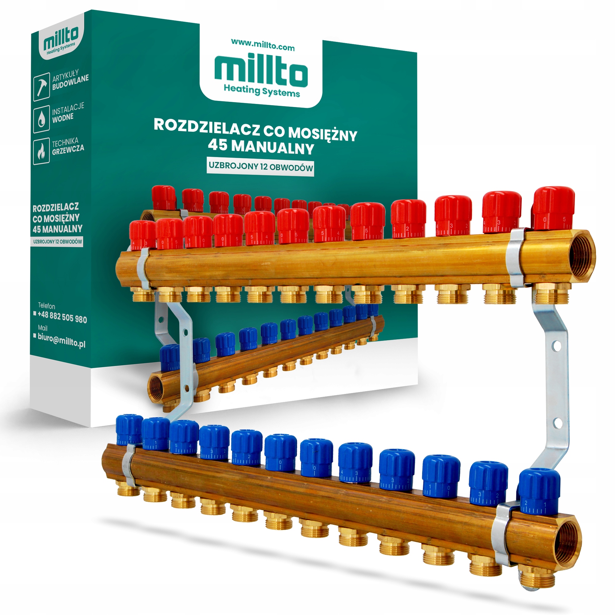 Rozdeľovač Podlahovky podlahového vykurovania 12 Obvodov Sekcia Ohrievač 4F