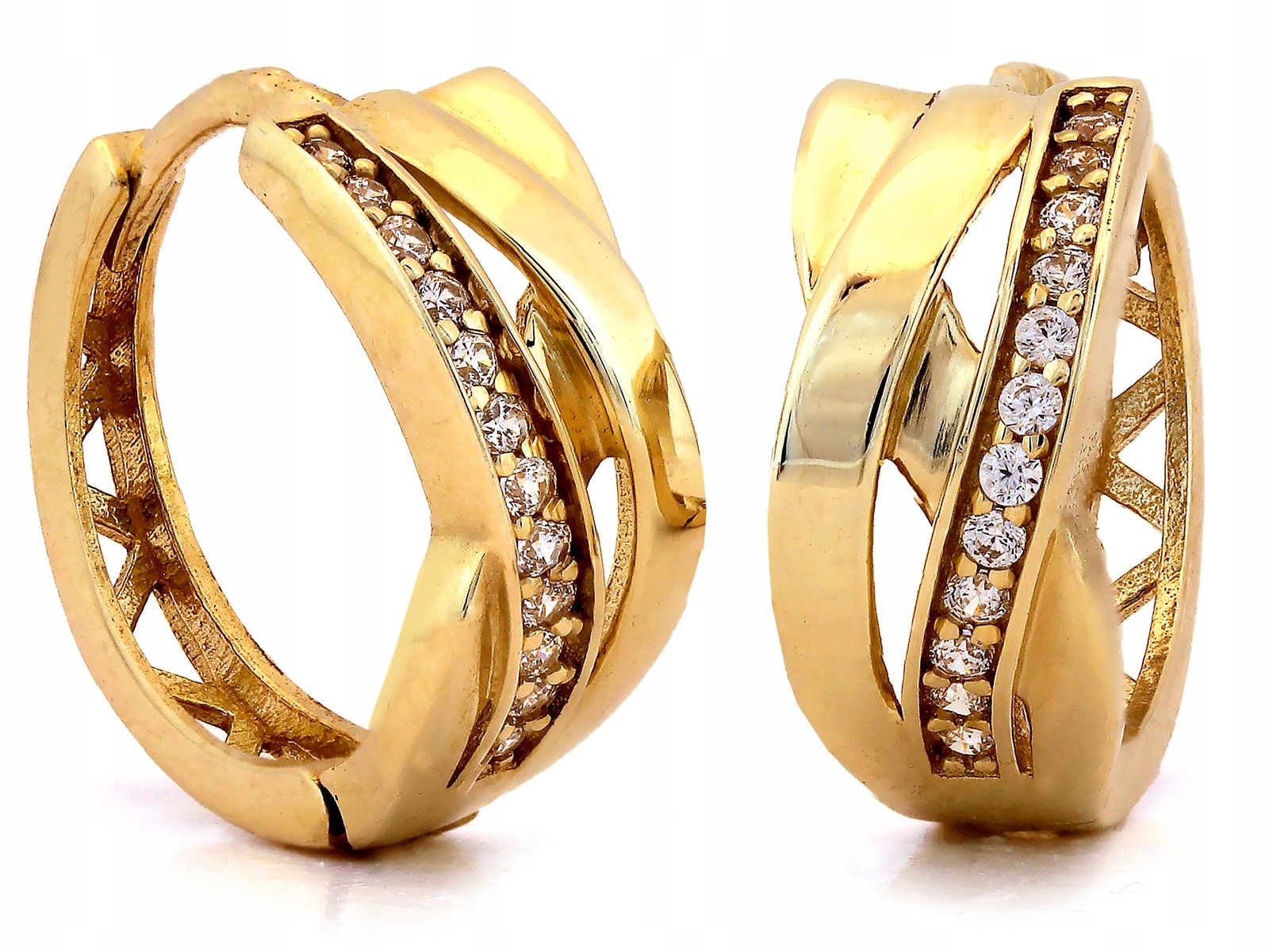 Zlaté náušnice 585 malé kroužky se zirkony 14 mm dárek 2.4 g jako dárek