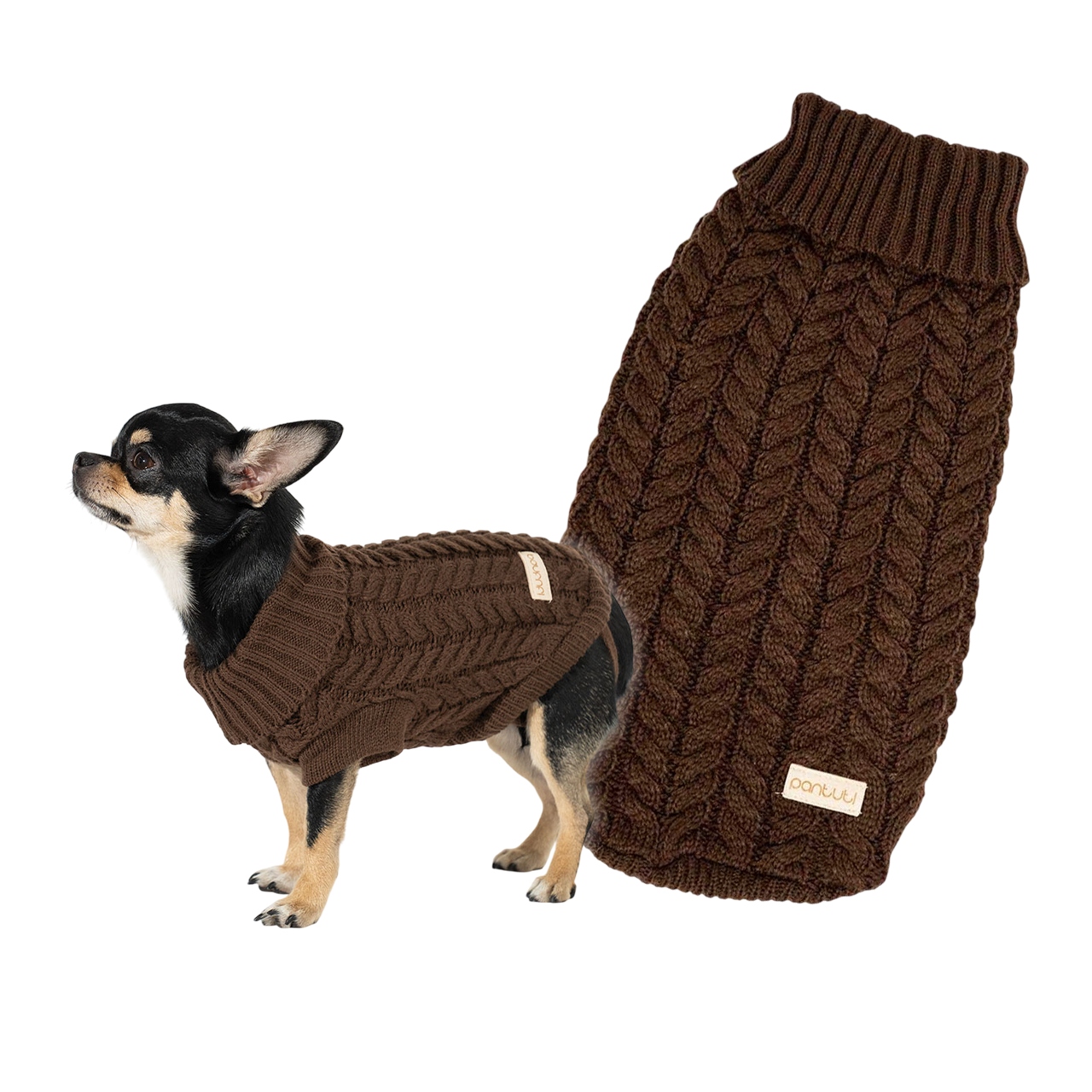 Teplý elastický svetr pro psa Hektor hnědý 3XL