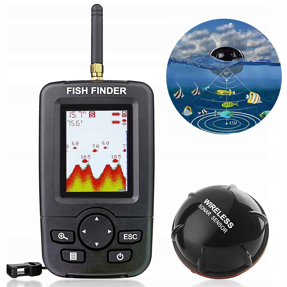 Rybářská Echosonda Bezdrátová Sonda Na Ryby Sonar Pro Návnadovou Loď
