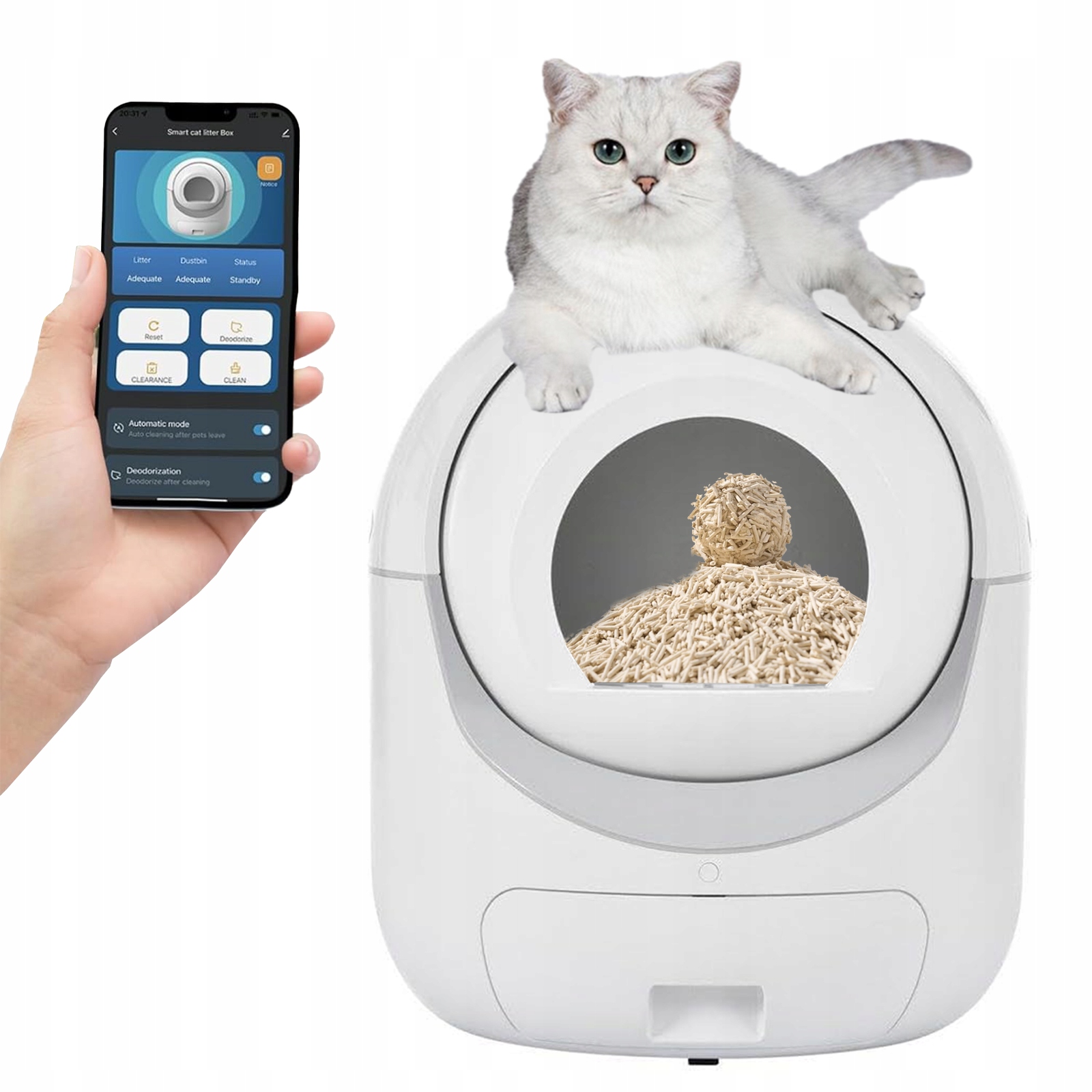 Levně Toaleta pro kočky samočistící, automatická deodorizace Bluetooth App