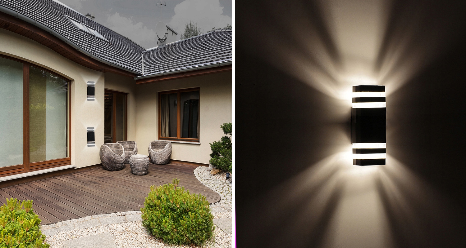 LAMPA LED NA ELEWACJE DOMU DWUKIERUNKOWA KINKIET GU10 ZEWNĘTRZNY GORA-DÓŁ Długość/wysokość 27.5 cm