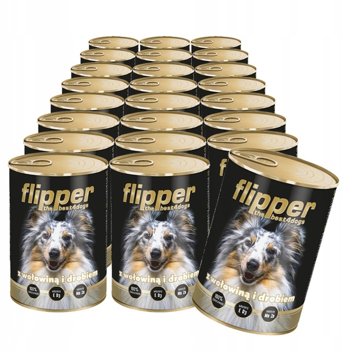 Levně Flipper Krmivo Vlhké Pro Psy Hovězí Drůbež 24 X 400 G Kompletní Bez Obilovin