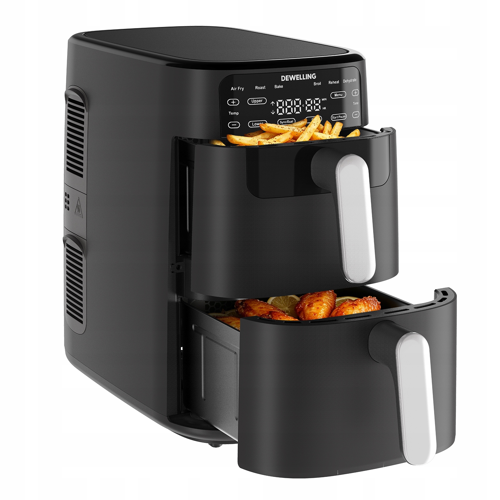 Pionowa frytkownica beztłuszczowa dwukomorowa, XXL 10L, 6 programów, 2700W