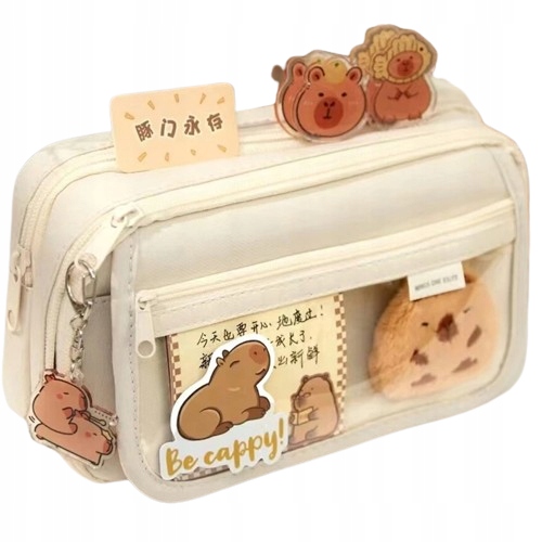 PIÓRNIK SZKOLNY ORGANIZER AKCESORIA BRELOK KAPIBARA BEŻ