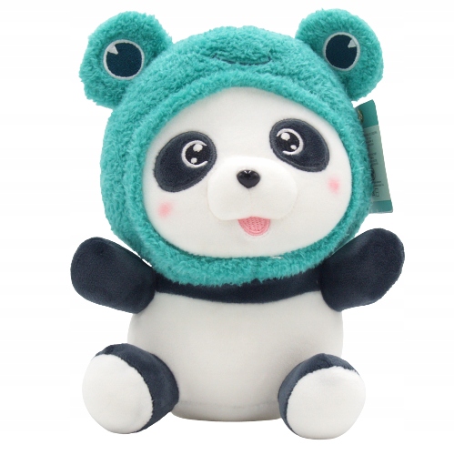 

Maskotka pluszak mała panda w czapeczce żaby