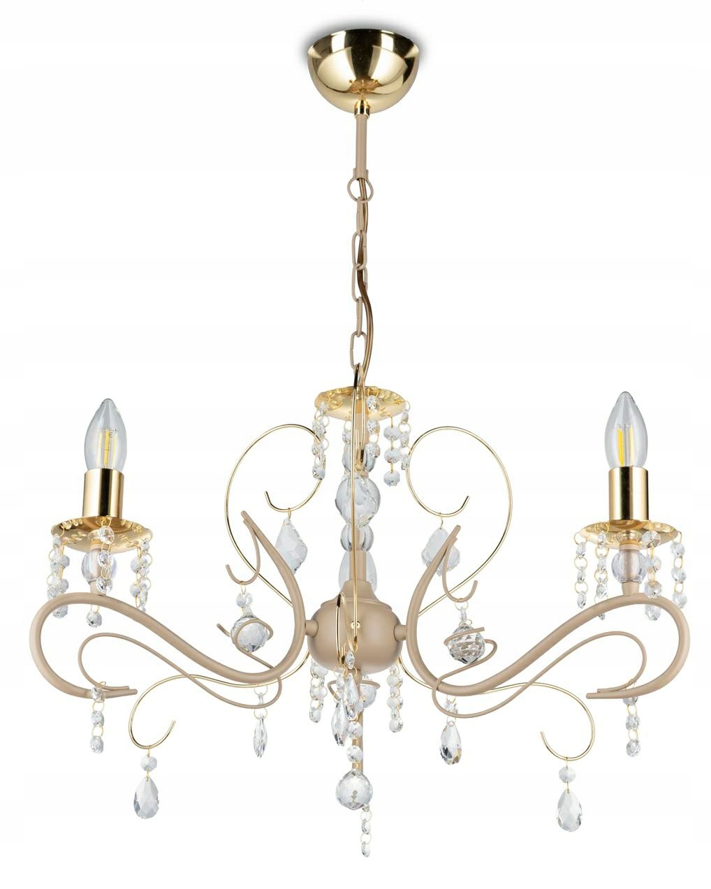 Luster Kayen Béžovo-zlatý 3xE14 51 cm Závesná stropná lampa Taupe Salon