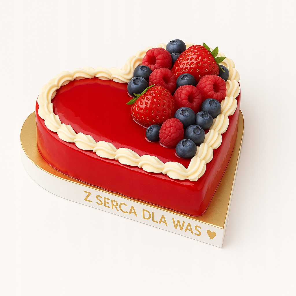 Podkład serce pod tort ciasto 23cm styrodur złoty z naklejką mocny twardy