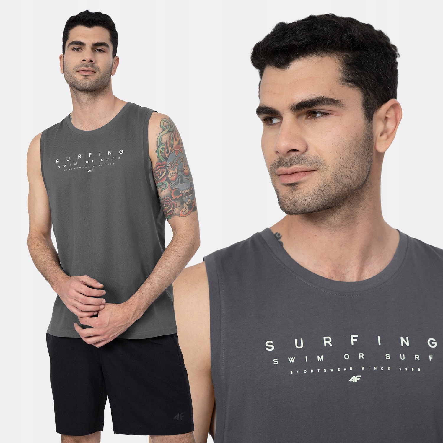 KOSZULKA MĘSKA 4F NA RAMIĄCZKACH BAWEŁNIANA TANK TOP NA LATO SS23M368 Marka 4F
