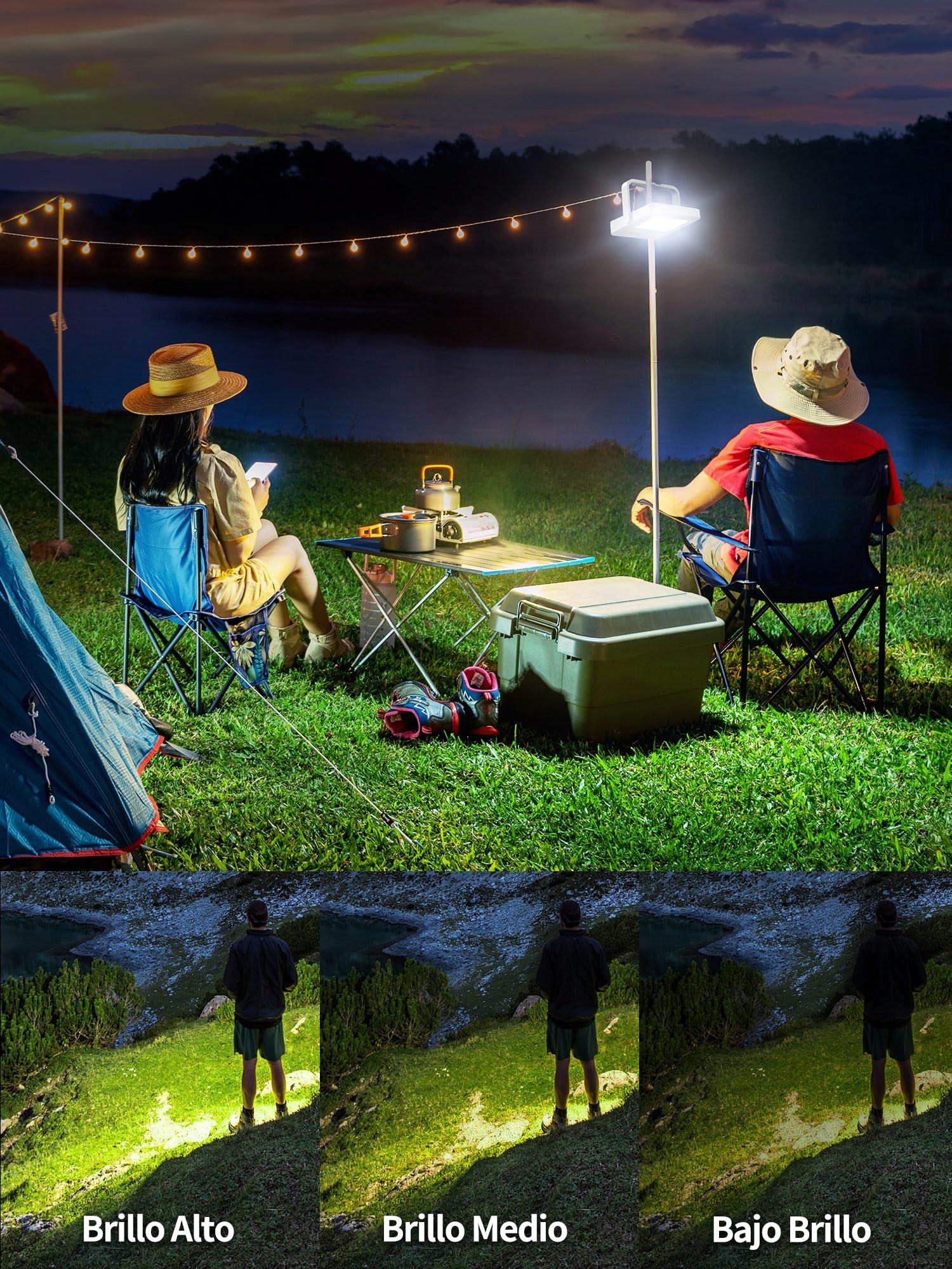 INTELAMP Lampy Solarne Zewnętrzne Przenośne Jasne Do Kempingu Ogrodu — miniatura 5