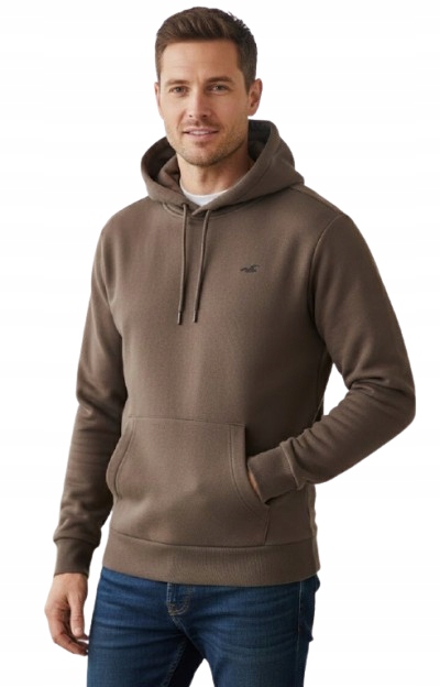 mikina s kapucí Abercrombie Hollister XL klokanka hnědá