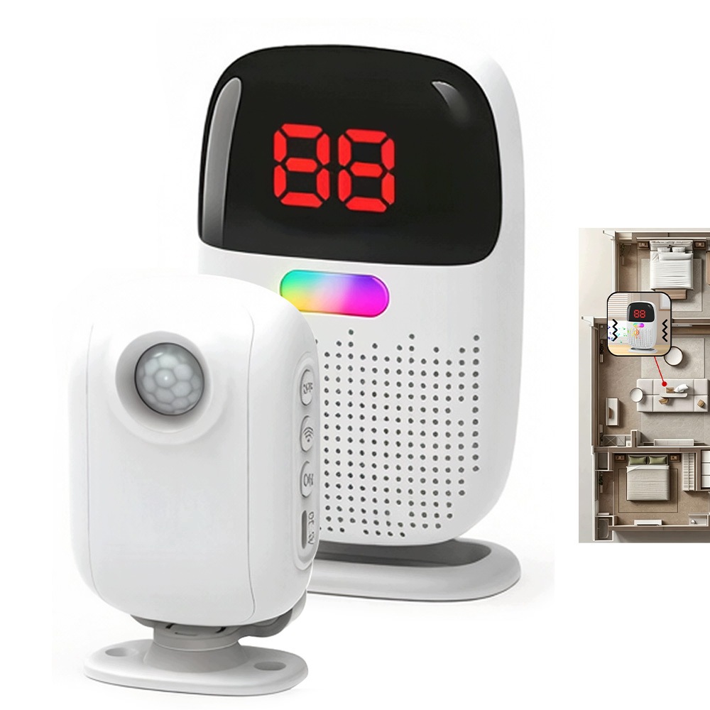 Bezdrátový alarm domu Snímač pohybu ID Pager Dosah 300 m