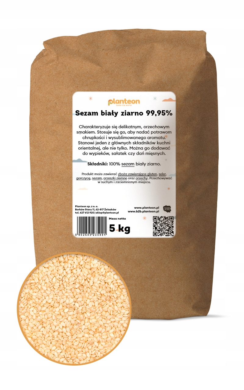 Levně Sezamové bílé zrno 5 kg loupané přírodní sušené vysoce kvalitní bez chemie