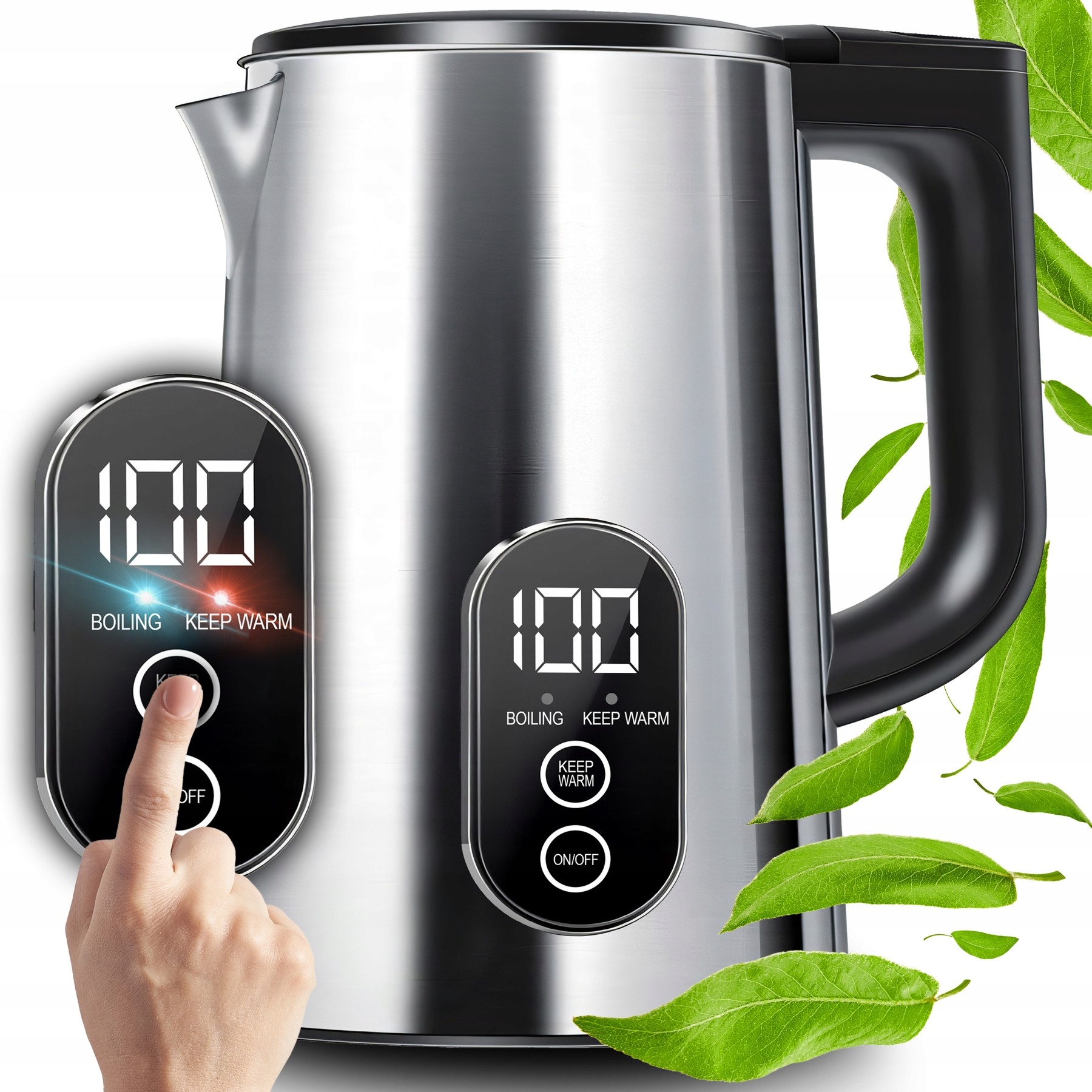 BEZDRÔTOVÁ DOTYKOVÁ RÝCHLOVARNÁ KANVICA 1800 W, REGULÁCIA TEPLOTY 1,8 L