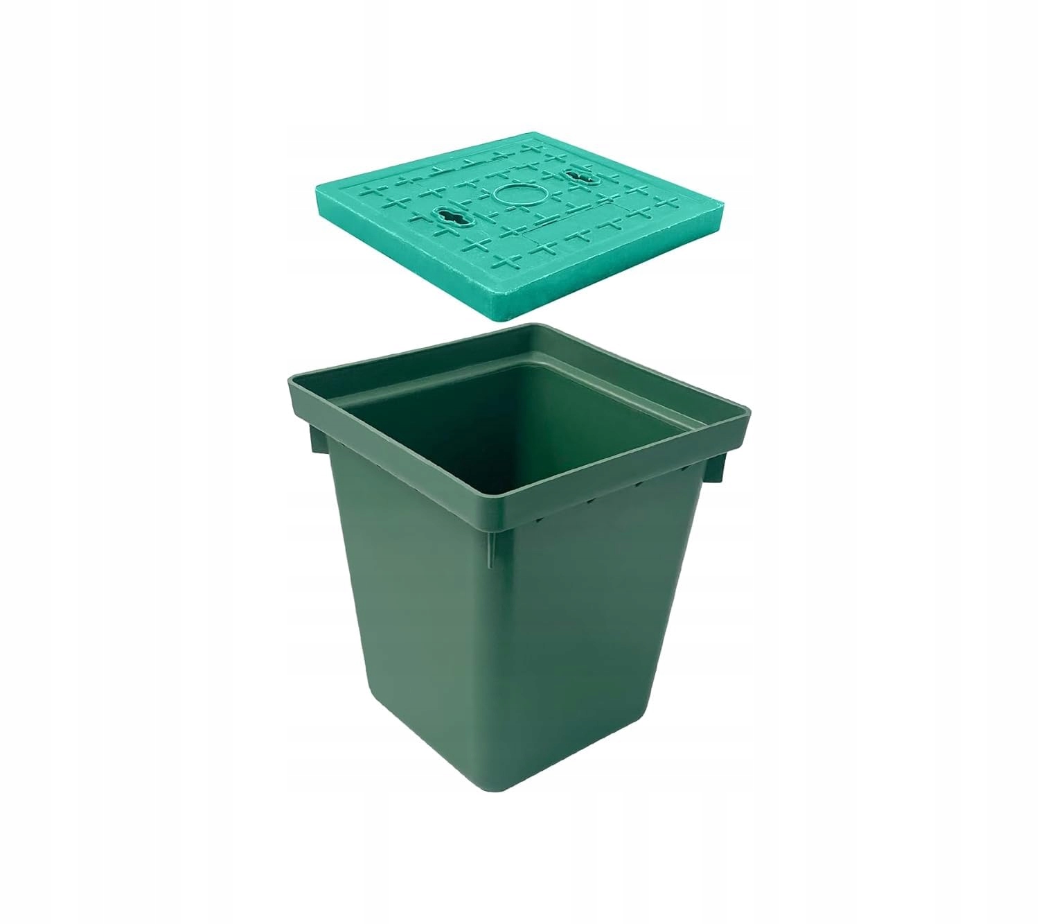 Káblová zásuvka Hdpe 330x330x360 mm, zelená, štvorcová, zberná krabica