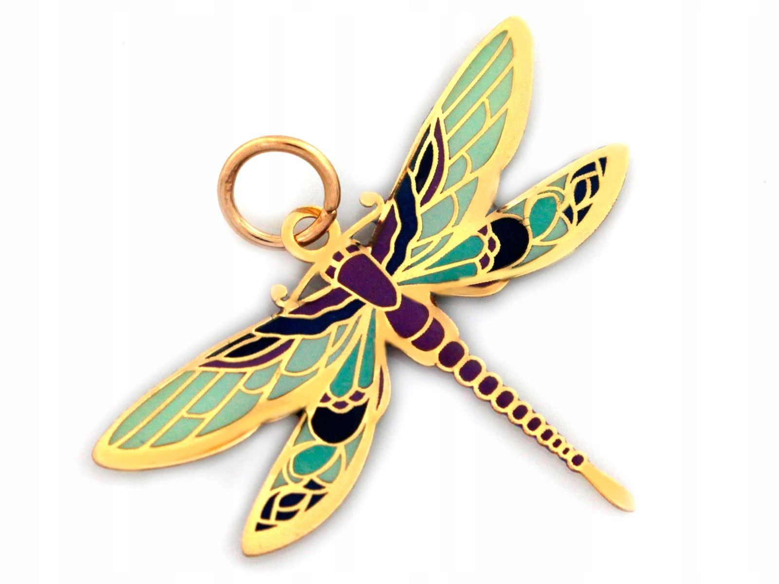 Módní přívěsek zlatý 585 14k Vážka barevná se smaltem 0.76g pro ženy