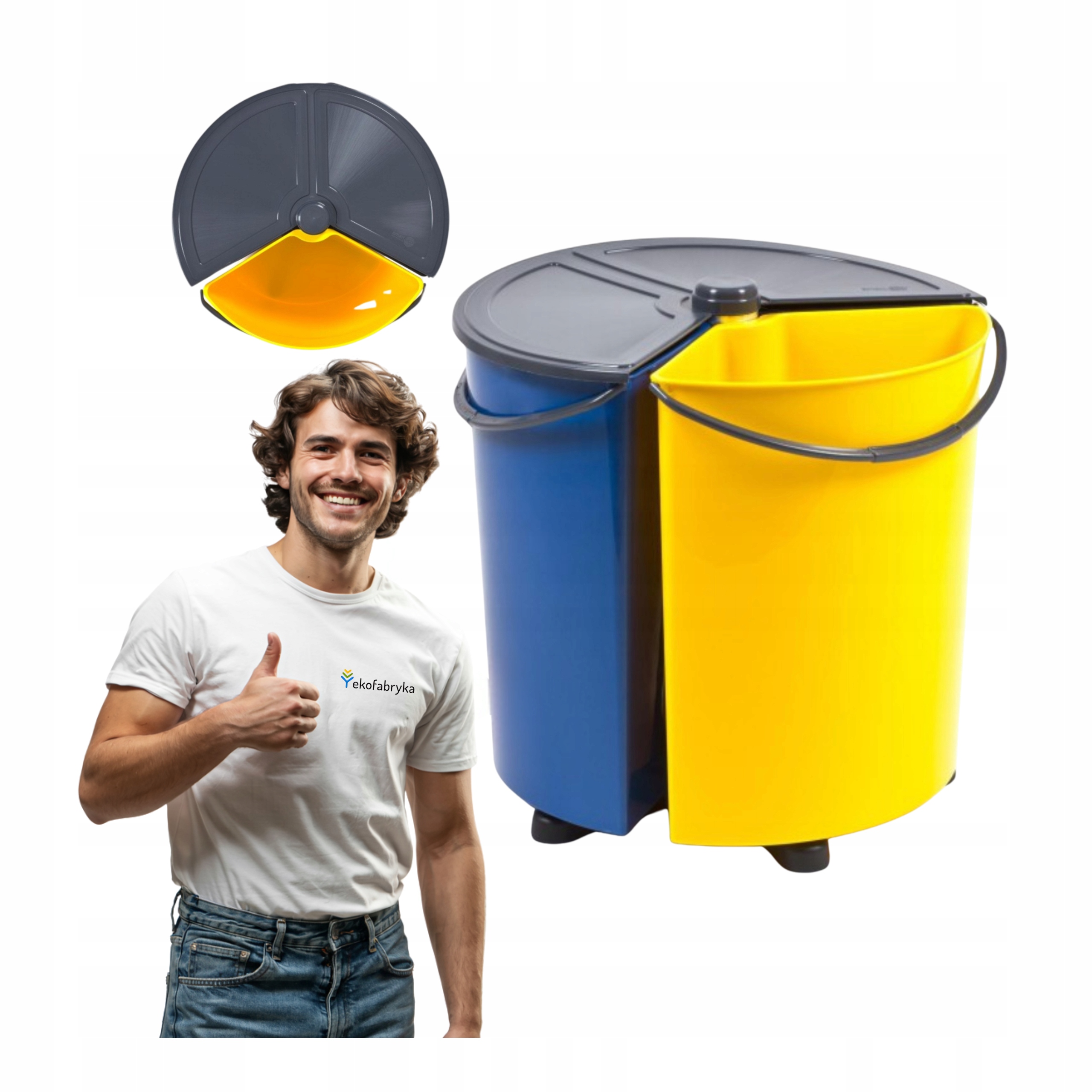 Pojemnik kosz śmietnik 35l na odpady obrotowy pod zlew naklejki