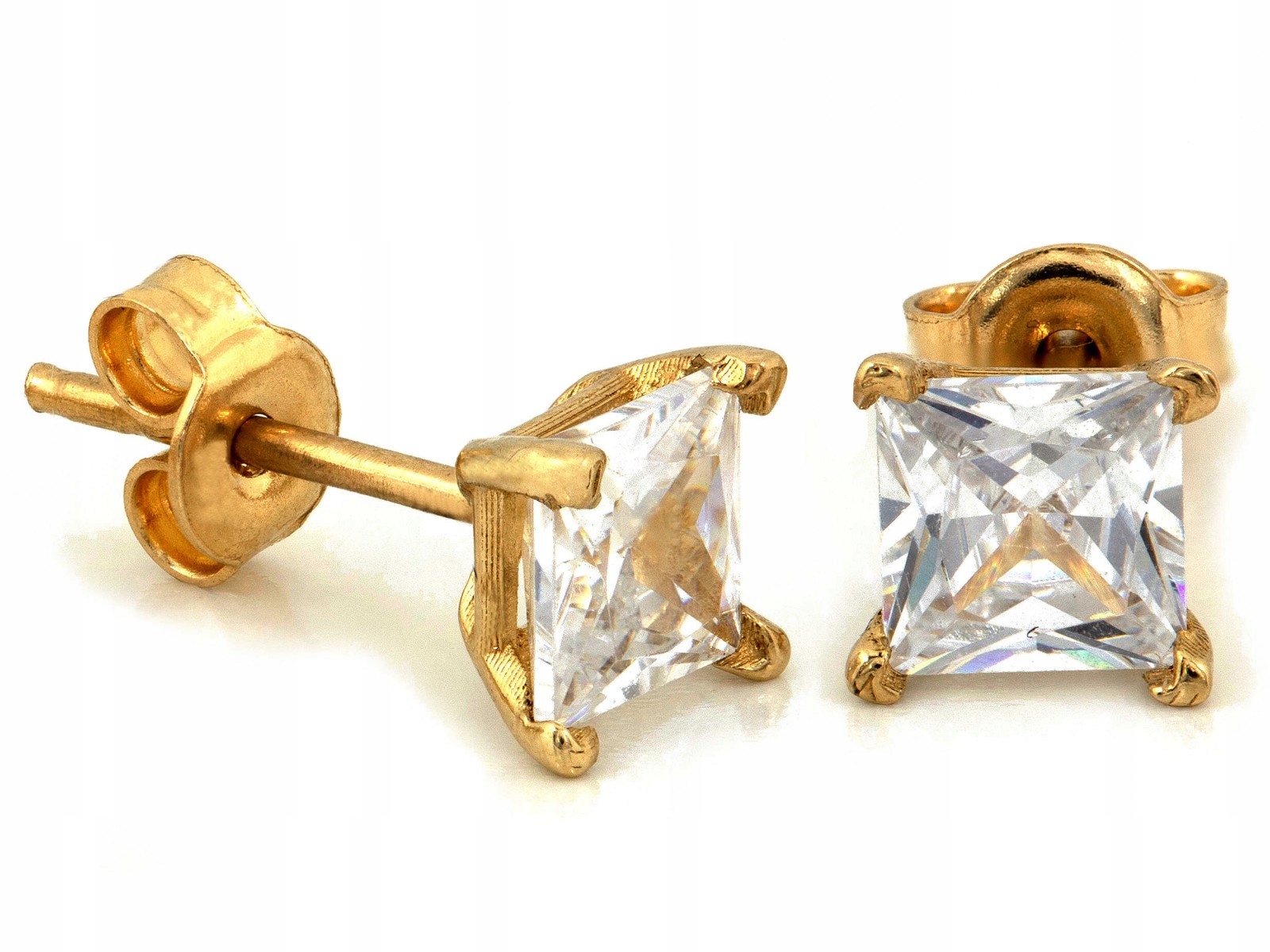 Náušnice zlaté 585 elegantní s malou lesklou zirkonií na tyčince 1.13 g