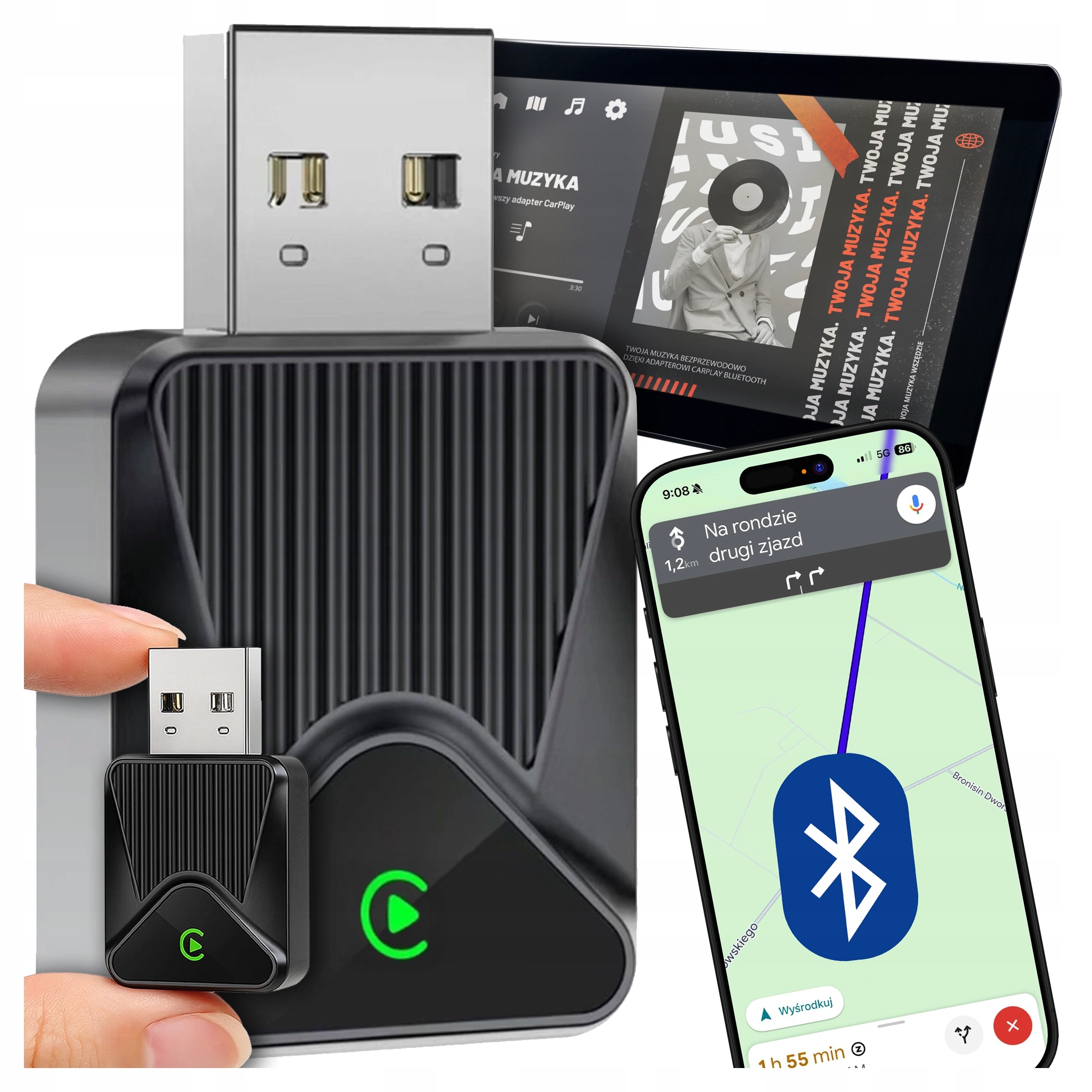 Bezdrátový adaptér CarPlay 5.8GHz Plug&Play iOS/Android Auto Usb Usb-c