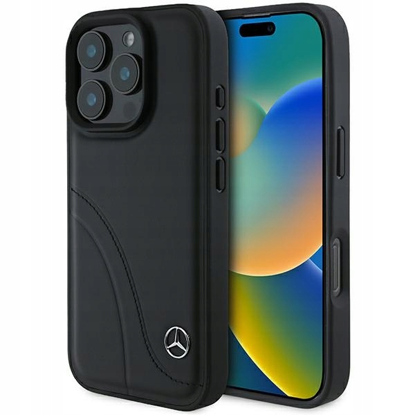 Mercedes MEHCP16L23RBCSK Etui Skórzane do iPhone 16 Pro Czarny