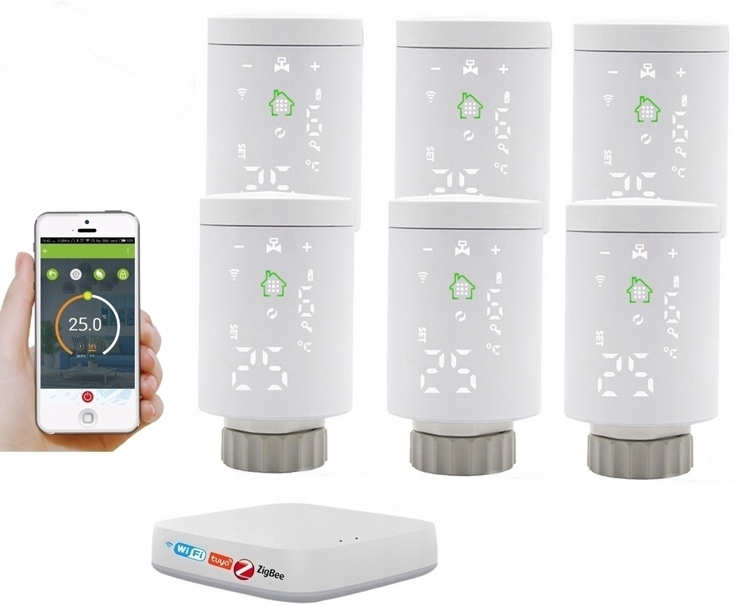 Tuya ZigBee 6 x Termostatická Hlavice Ústředna ZigBee 3.0 Smart Home