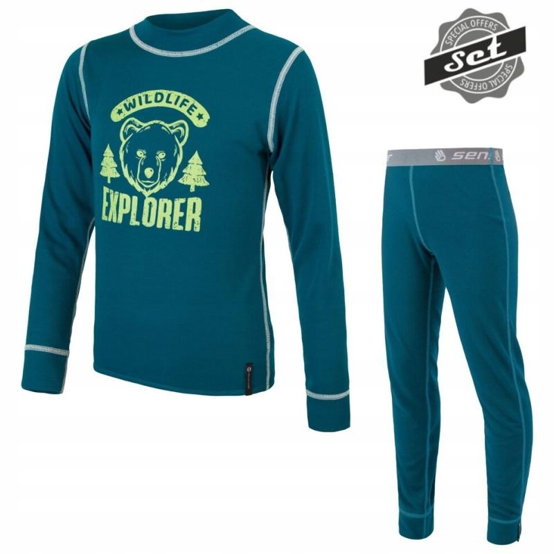 Sensor Sada Double Face Set Wild dětské triko a spodky safírová 90