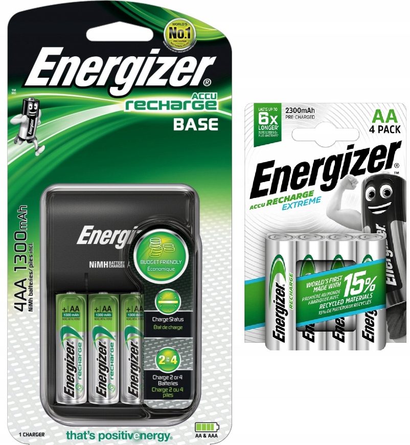 Sada Energizer: Nabíječka Base 4x Aa 1300 mAh 4x Aa Extreme 2300 mAh