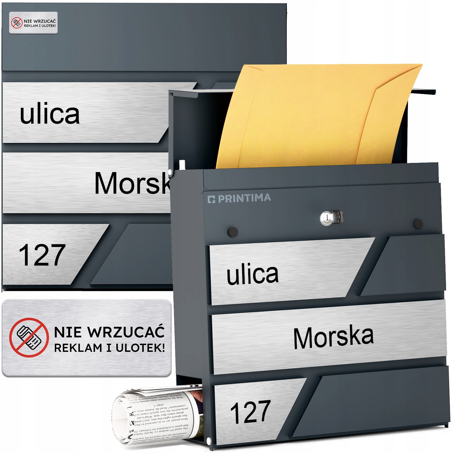 Velká Poštovní Schránka s číslem domu Antracit schránka na dopis číslo domu