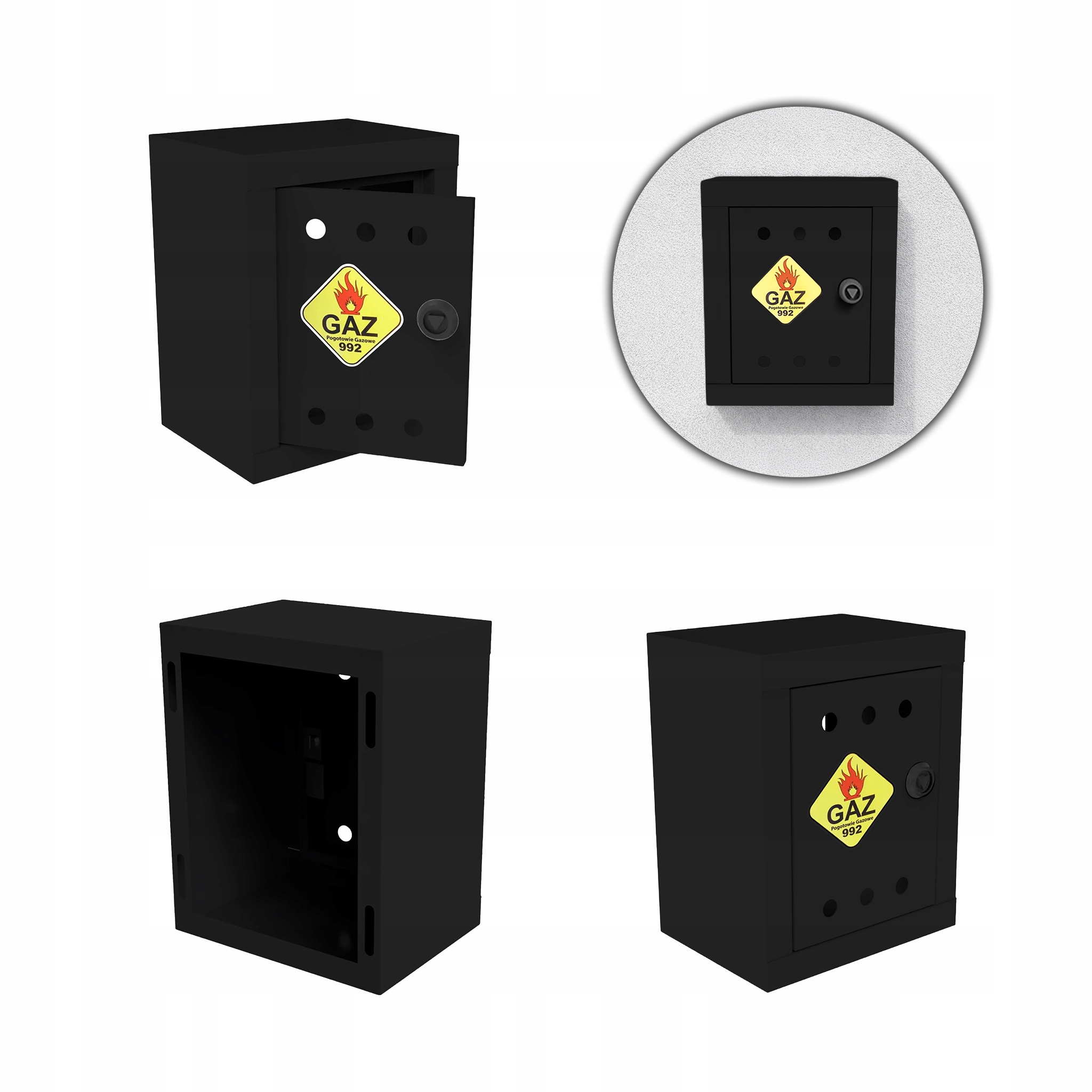 Plynová Skříňka 25x20x15 Černá Šedá Skříňka Na Plynový Ventil Ocelová