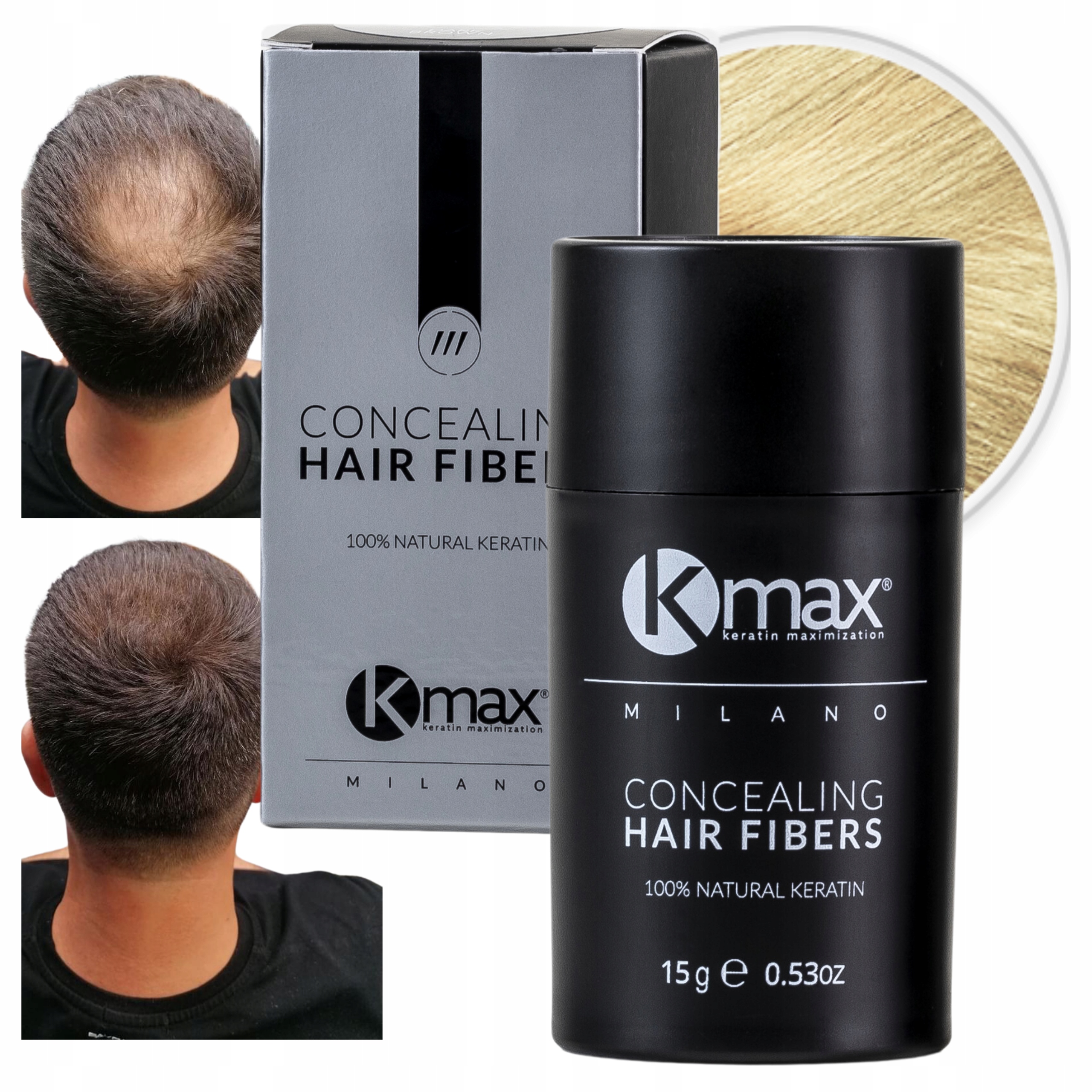 Włókna Kmax Zagęszczanie Rzadkich Włosów Mikrowłókna 100% Keratyna Blond