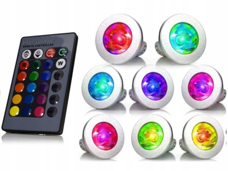 

Zestaw 8x Ozdobne Oświetlenie Led Rgb GU10 +pilot