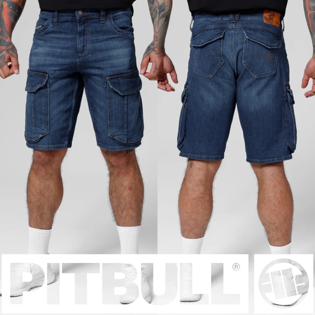 Pitbull Pánské Džínové Kraťasy West Coast Cargo Longspur Navy Wash 29