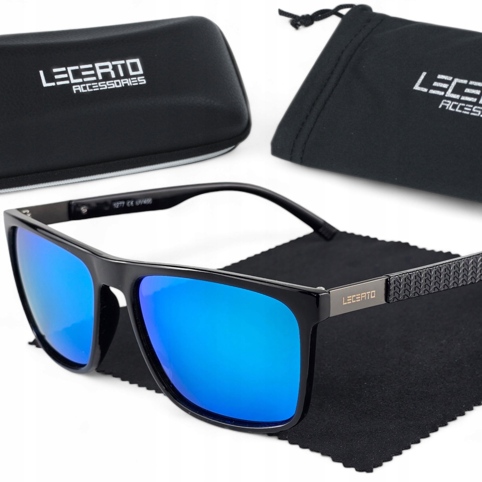 OKULARY PRZECIWSŁONECZNE POLARYZACYJNE UV400 LECERTO ZESTAW ETUI