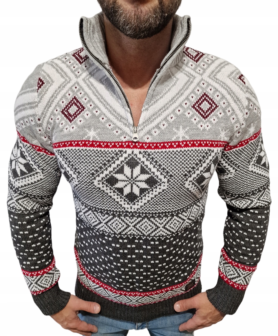 Pánský norský svetr vánoční, rozepínací, elegantní Rolák Se Stojáčkem M