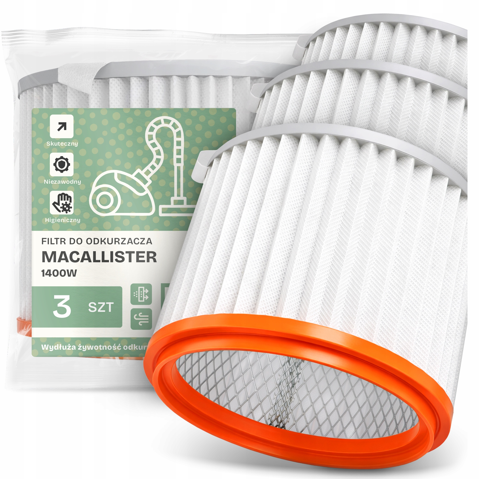 3x Vzduchový Filtr pro vysavač MacAllister 1400W Omyvatelný Filtr Em-w