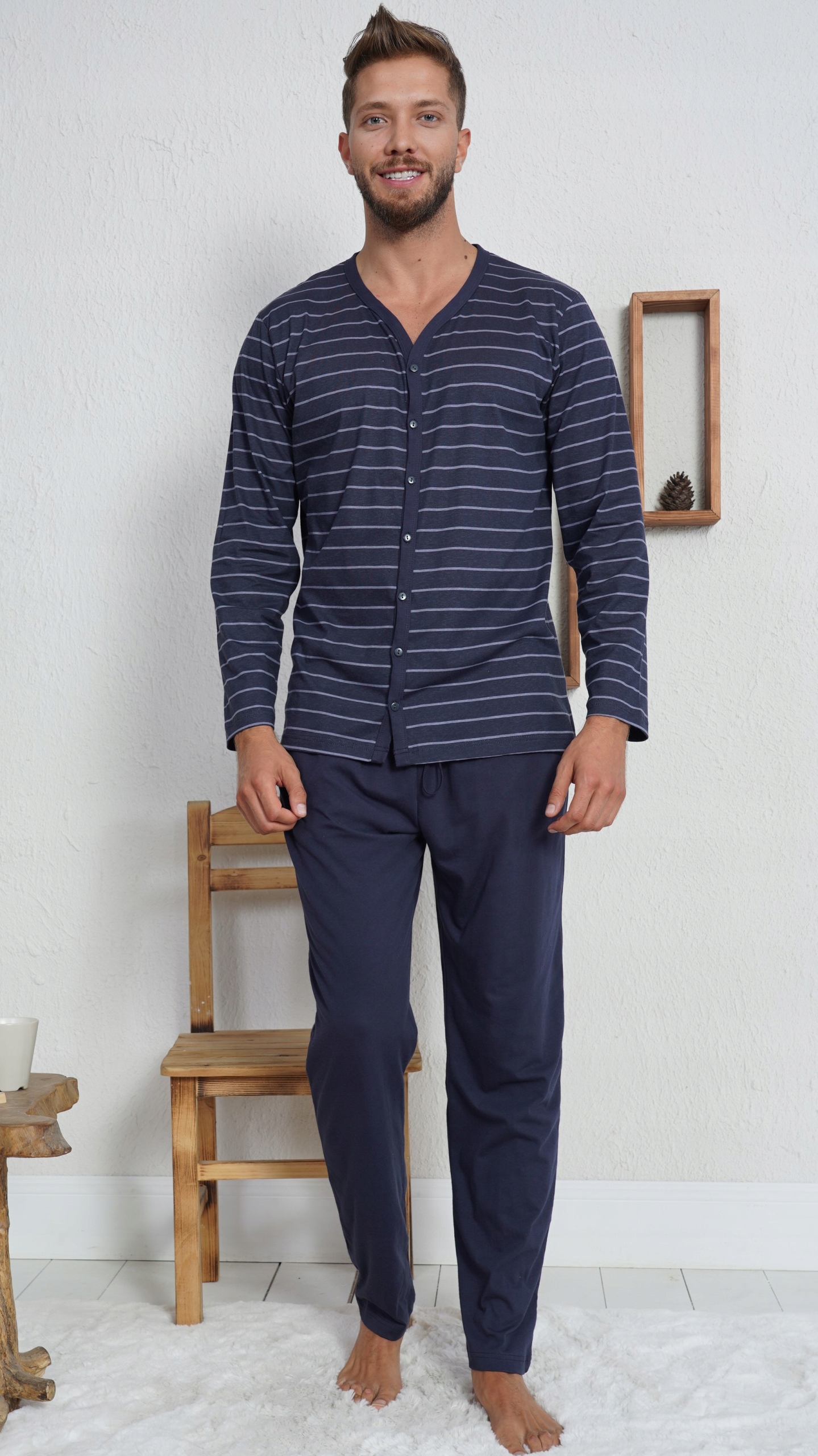 Pánské rozepínací pyžamo Plus Size Vienetta vel. 1XL