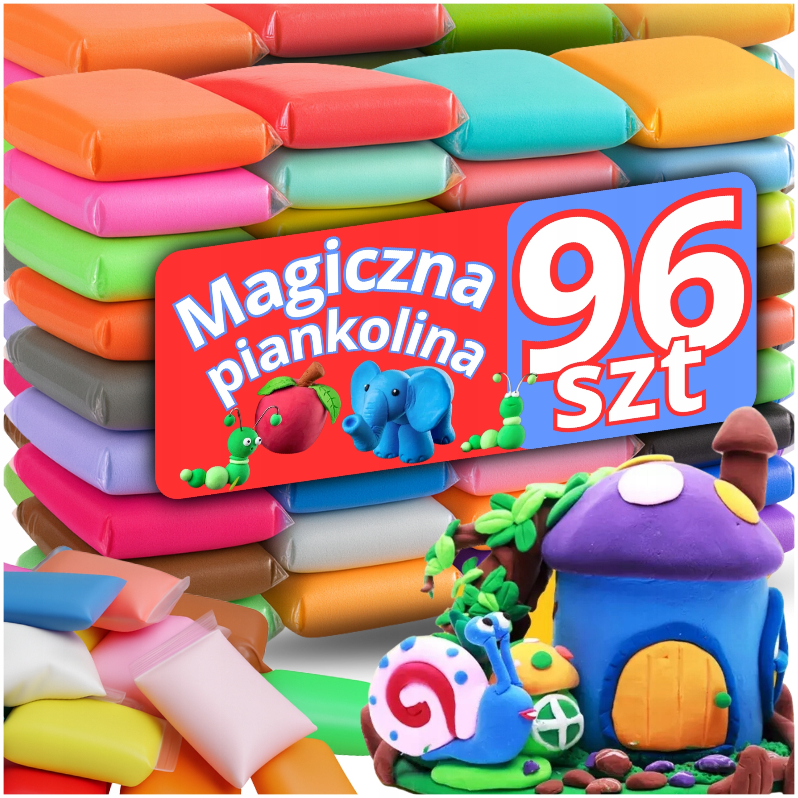 SUPER CLAY PLASTELINA GLINA PIANKOLINA POLIMEROWA KREATYWNA MASA 96 SZT