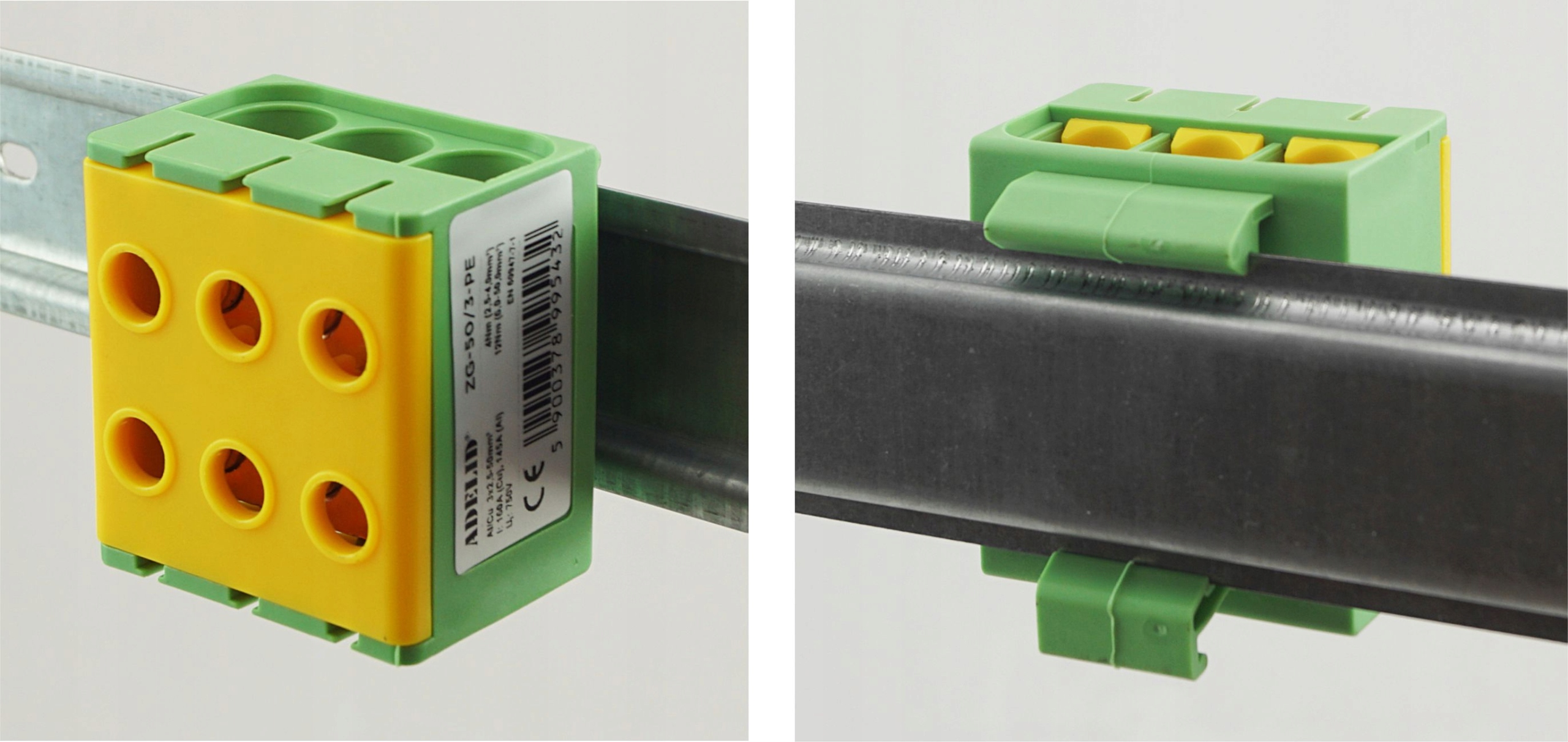 ZŁĄCZKA SZYNOWA PRZELOTOWA POTRÓJNA ZACISK SZYNOWY ŻÓŁTO ZIEL 3X2 2,5-35mm2 Waga produktu z opakowaniem jednostkowym 0.056 kg