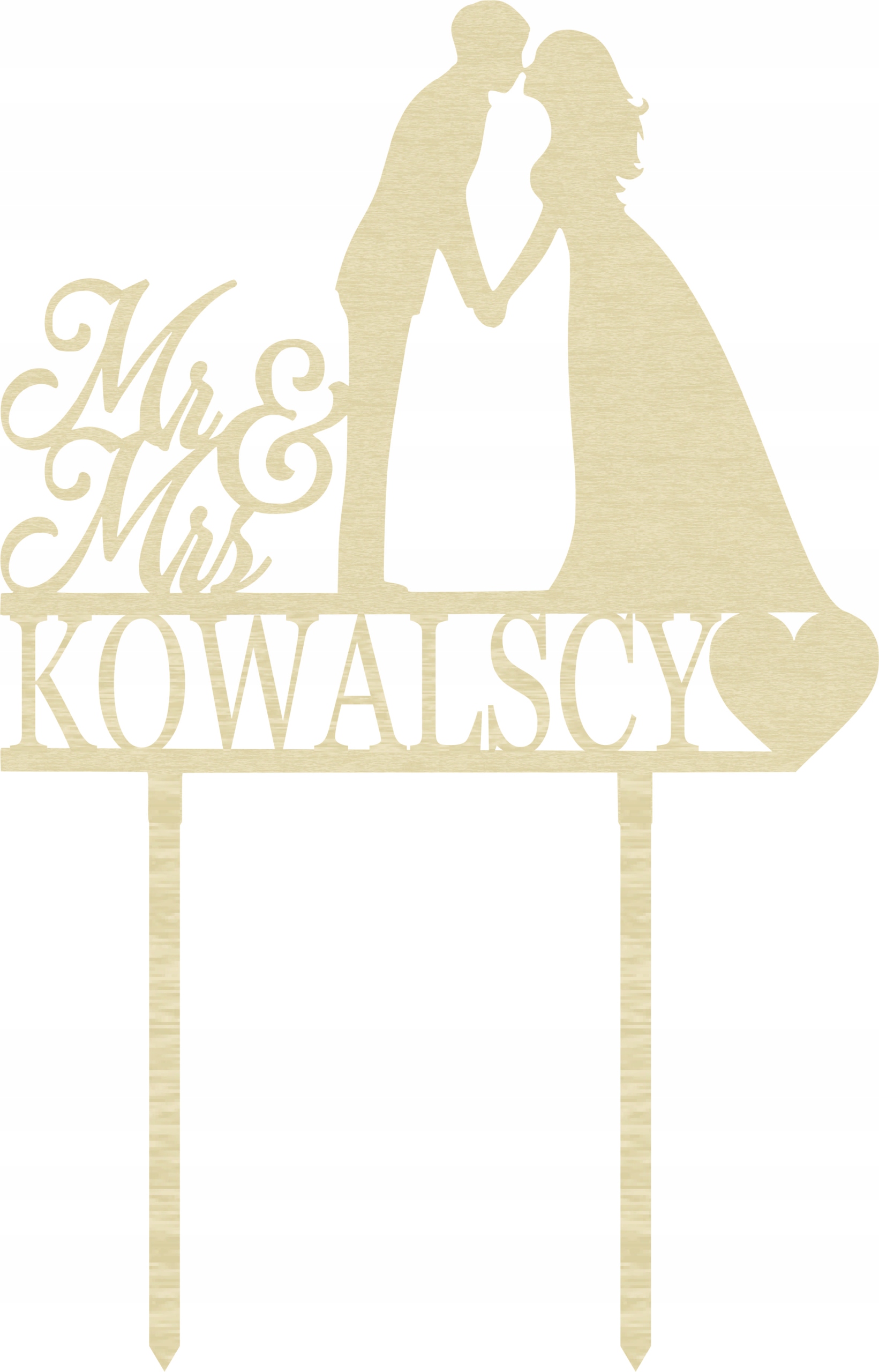 

Topper Na Tort Nazwisko Ślub Para Dekoracja Napis