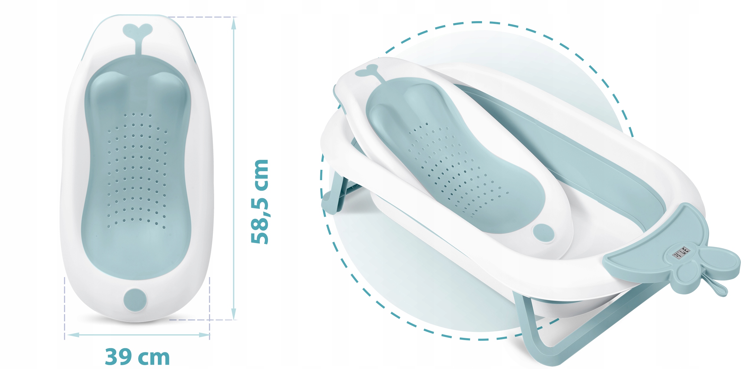 WKŁADKA DO WANIENKI DLA NIEMOWLĄT PODUSZKA LEŻACZEK DO KĄPIELI RICOKIDS Kolor biały Odcienie niebieskiego